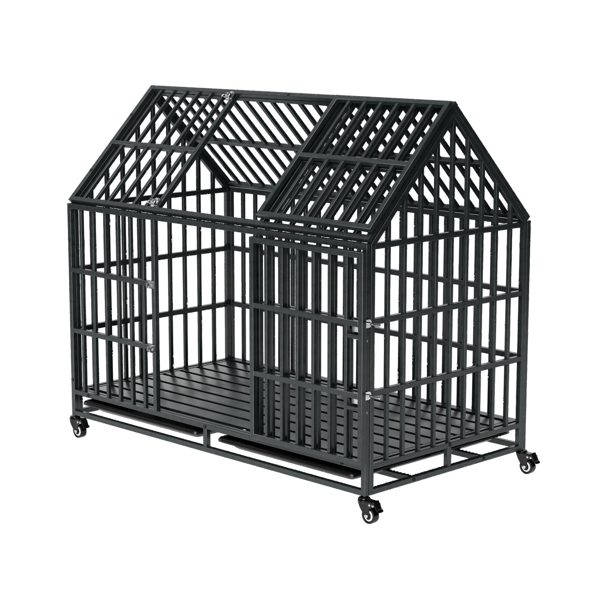 52-Inch Heavy-Duty Dog Crate With Roof