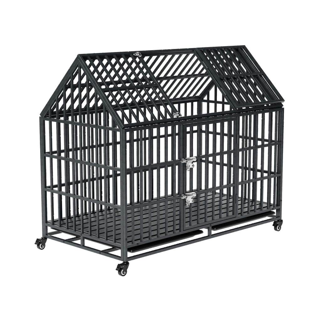 52-Inch Heavy-Duty Dog Crate With Roof