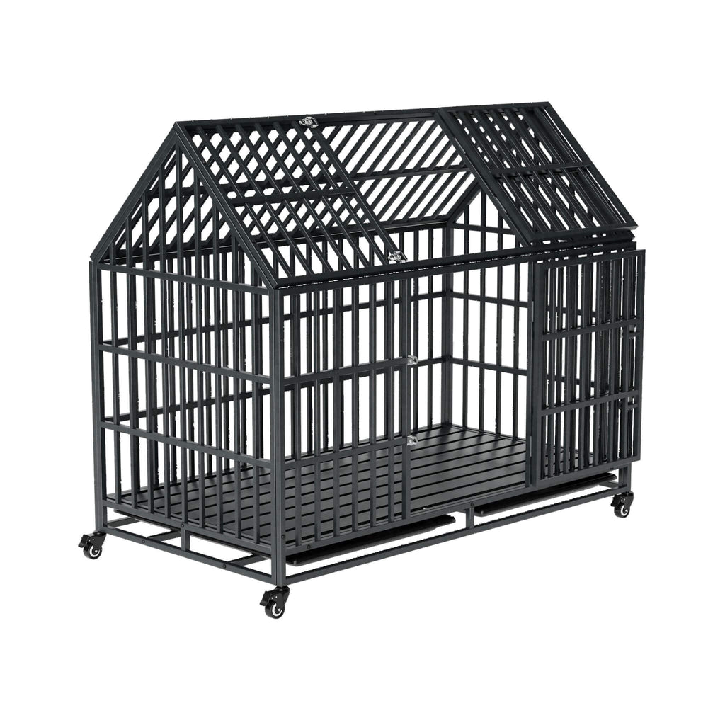 52-Inch Heavy-Duty Dog Crate With Roof