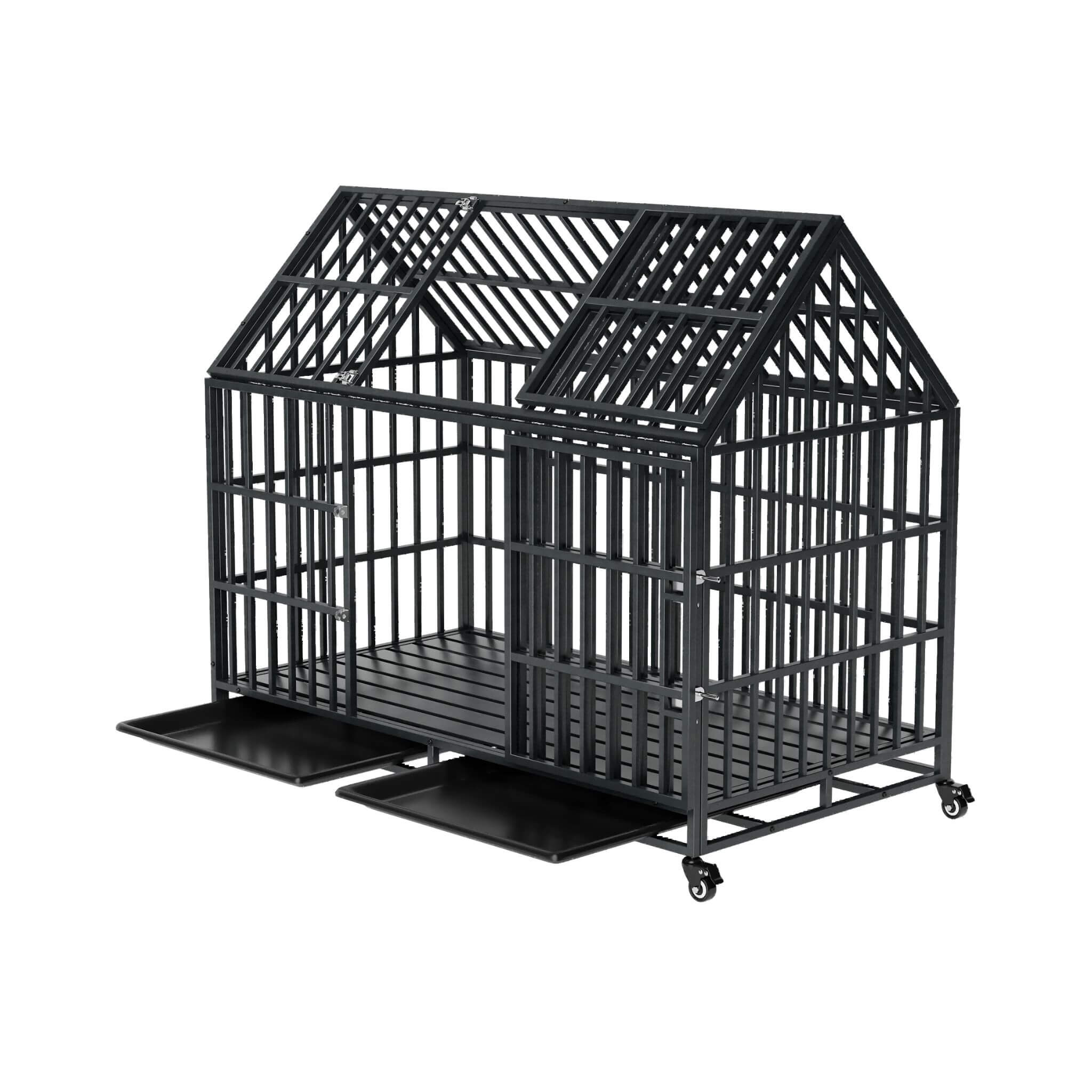 52-Inch Heavy-Duty Dog Crate With Roof