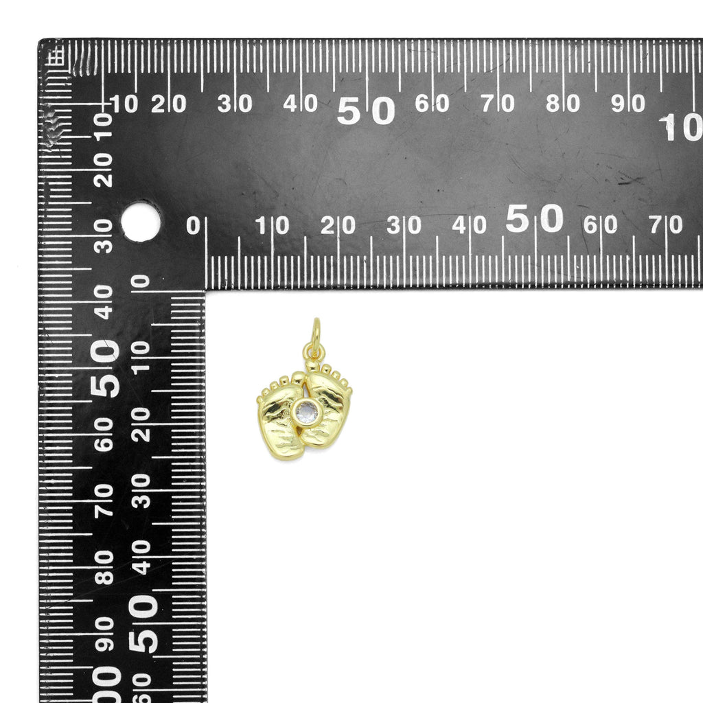 Little Baby Feet with turquoise Clear CZ Charm Pendant, Sku#LX577
