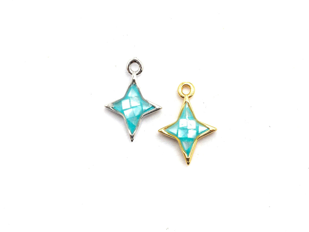 Natural Blue Shell North Star Shape Charm, 14x10mm, Sku#Z344