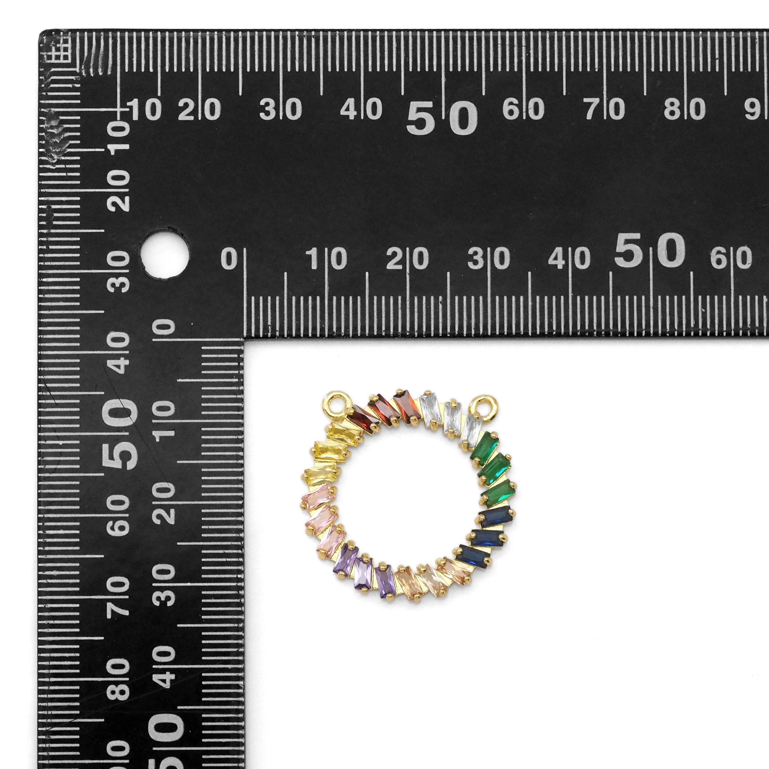 Colorful Baguette CZ Round Ring Charm, Sku#LX308-Bestbeads & Beyond