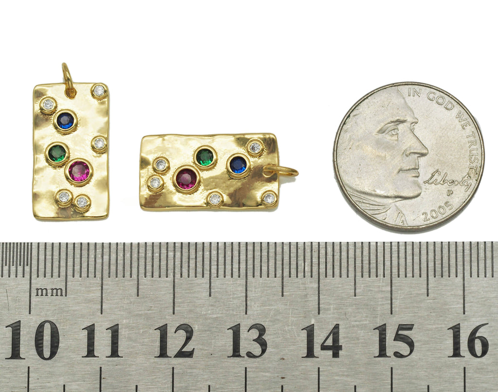 Colorful CZ Rectangle Charm, Sku#Y664