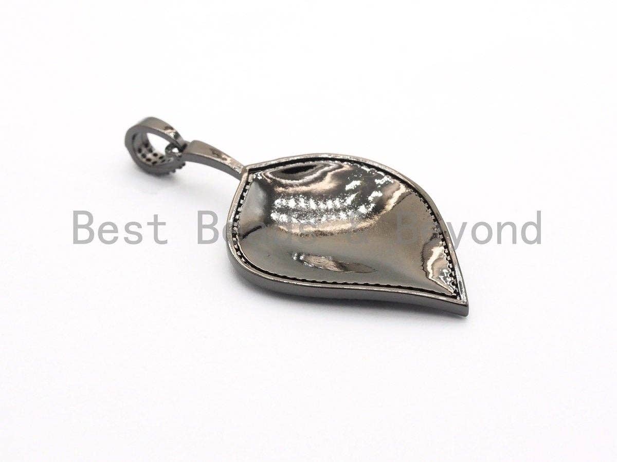 NEW Colorful Enamel Oil Drop Leaf Pendant, Cubic Zirconia Enamel Leaf Charm, Fashion Jewelry, 27x50mm, SKU#F618