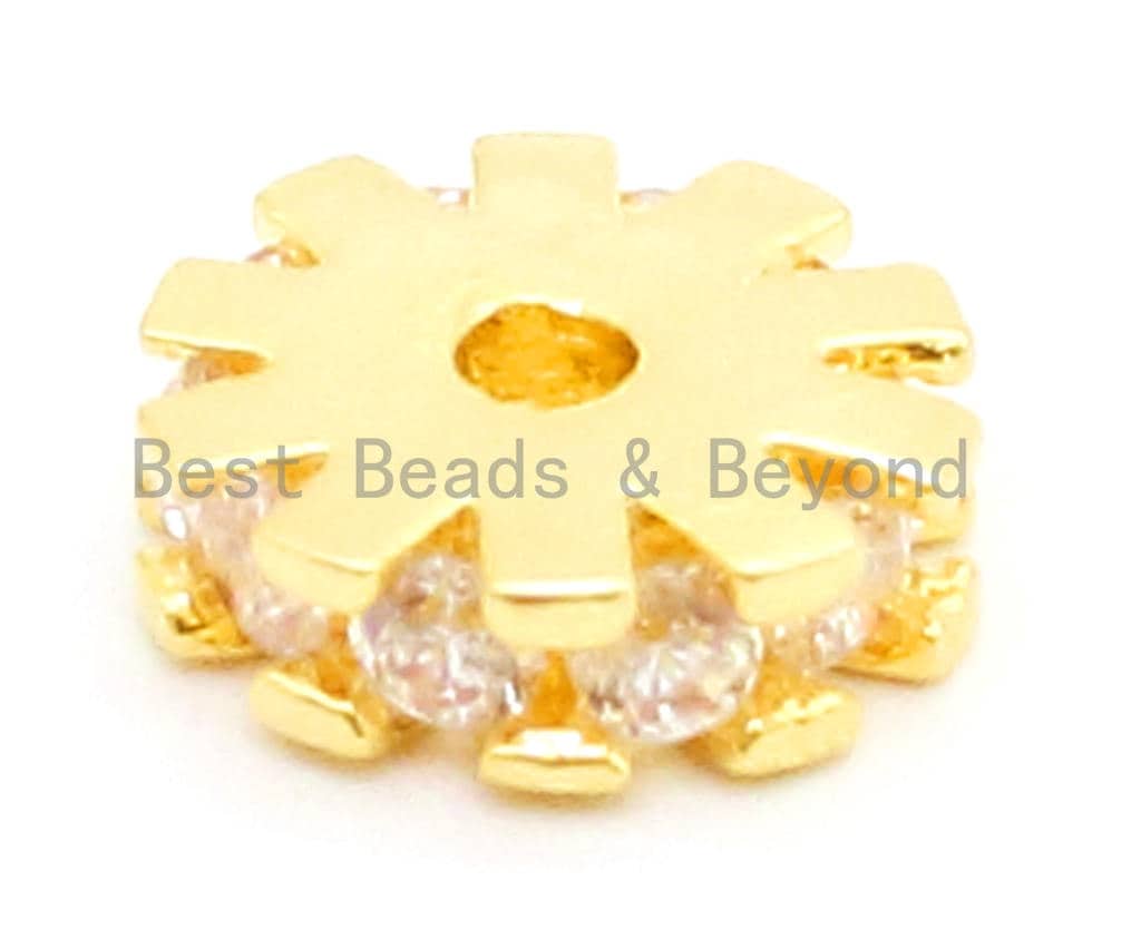 CZ Micro Pave Flower Wheel Spacer Beads, Cubic Zirconia Space pave Beads, 6x2mm/8x2mm, sku#G84