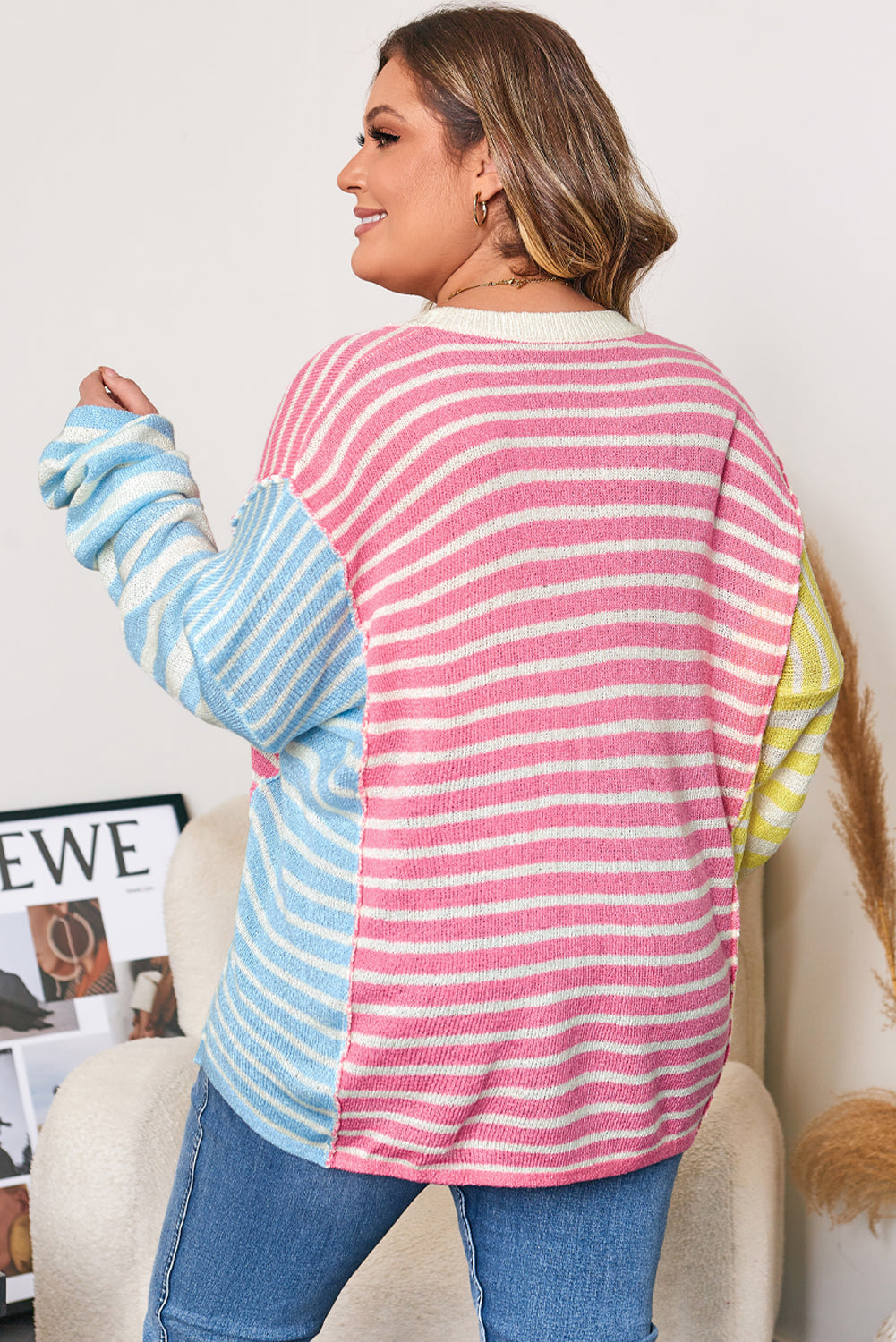 Fernanda Seam Colorblock Patchwork PLUS Sweater