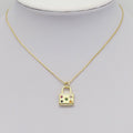 Colorful CZ Gold Lock Charm, Sku#LX365