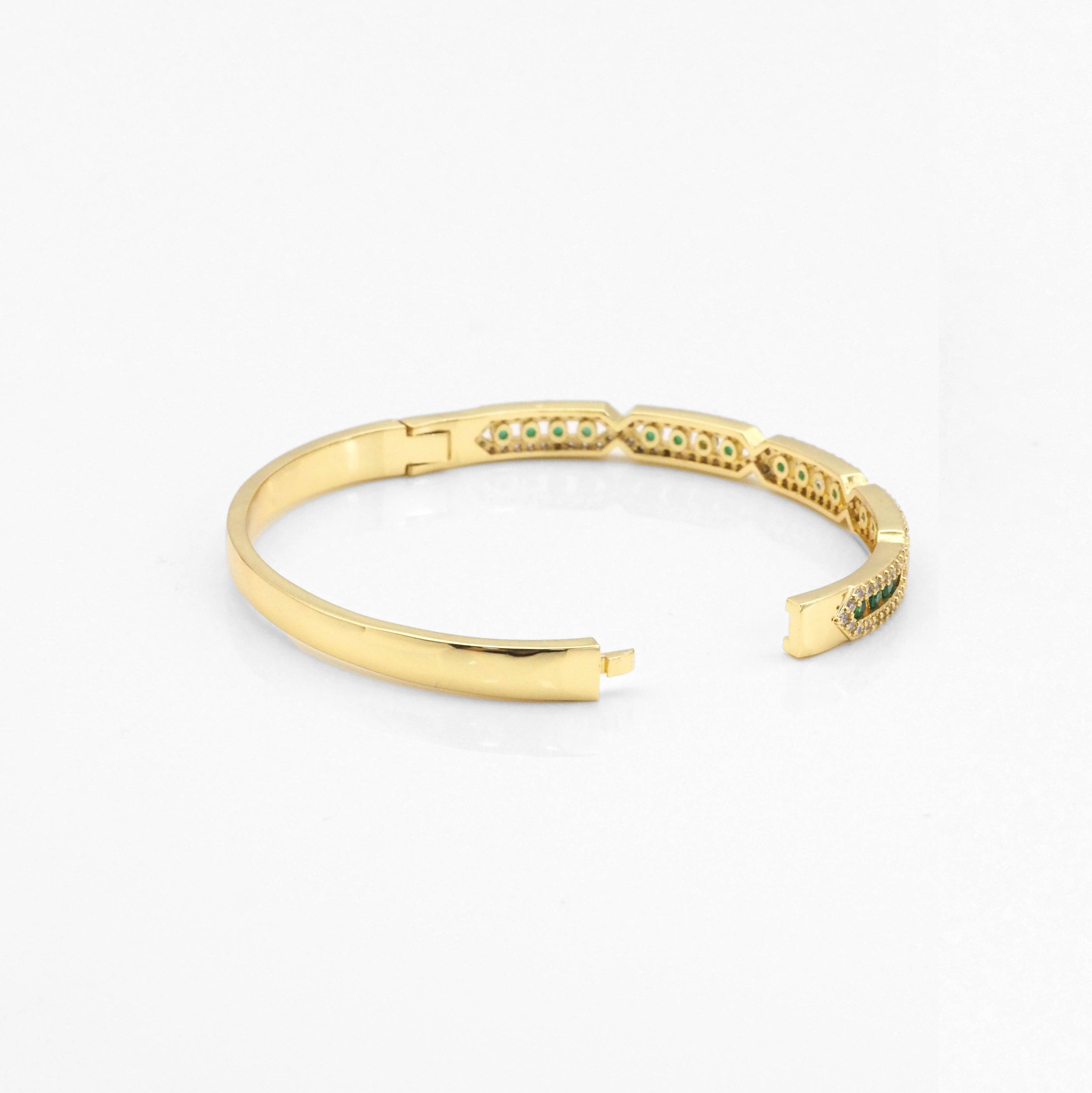 Colorful CZ Gold Long Oval Link Bracelet, Sku#LX243-Bestbeads & Beyond