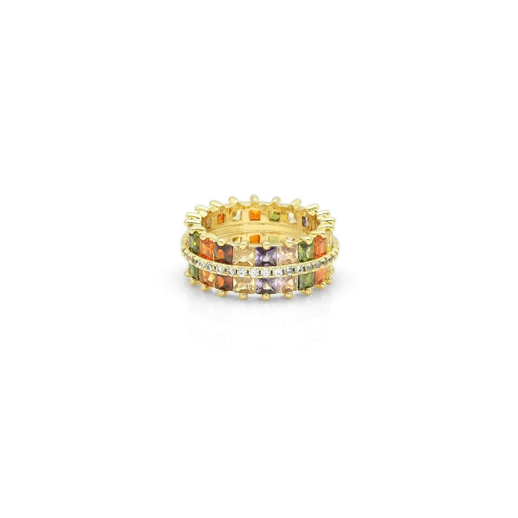 Colorful CZ Round Band Ring, Sku#LX282