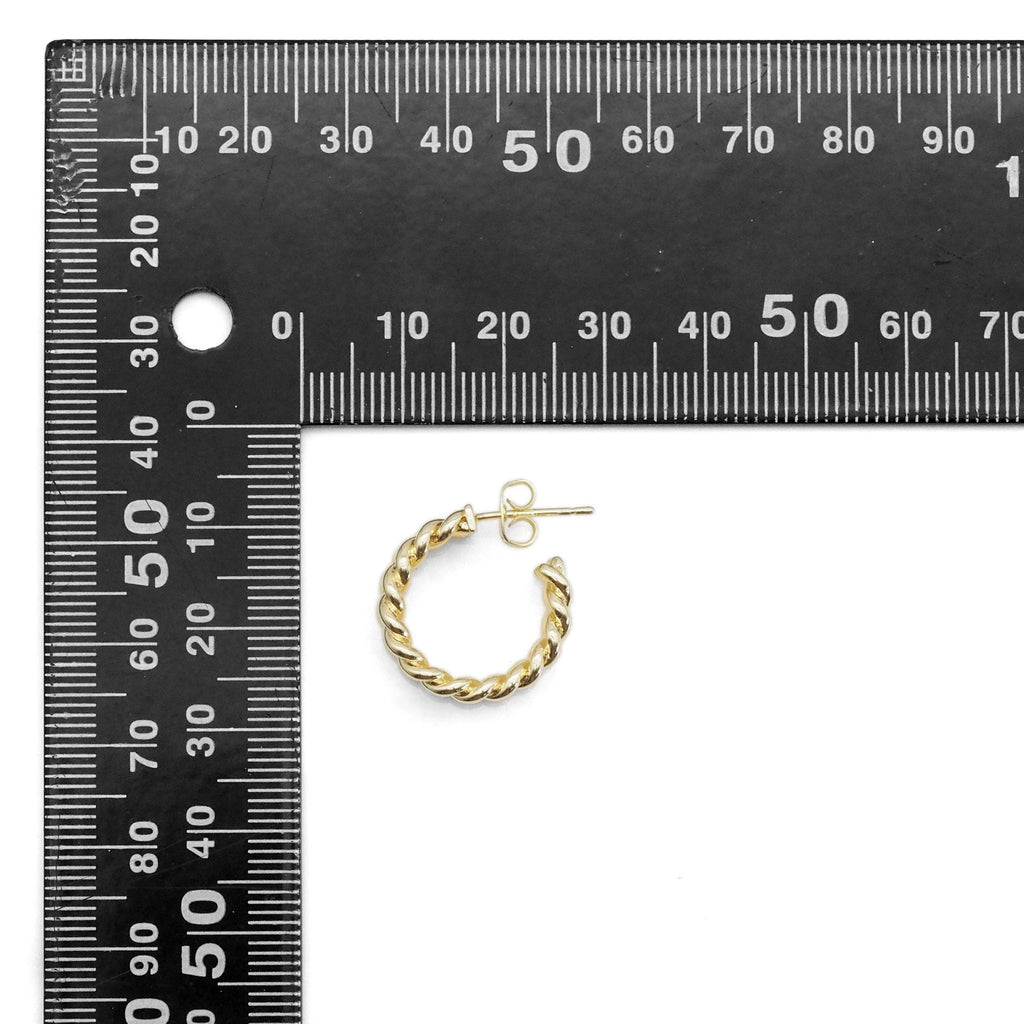 Gold Three Lines Wheat Flower patten hoop Earrings, Sku#ZX129