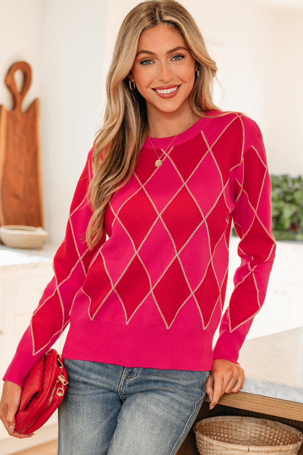 Wynter Pattern Knit Casual Sweater-Threaded Pear