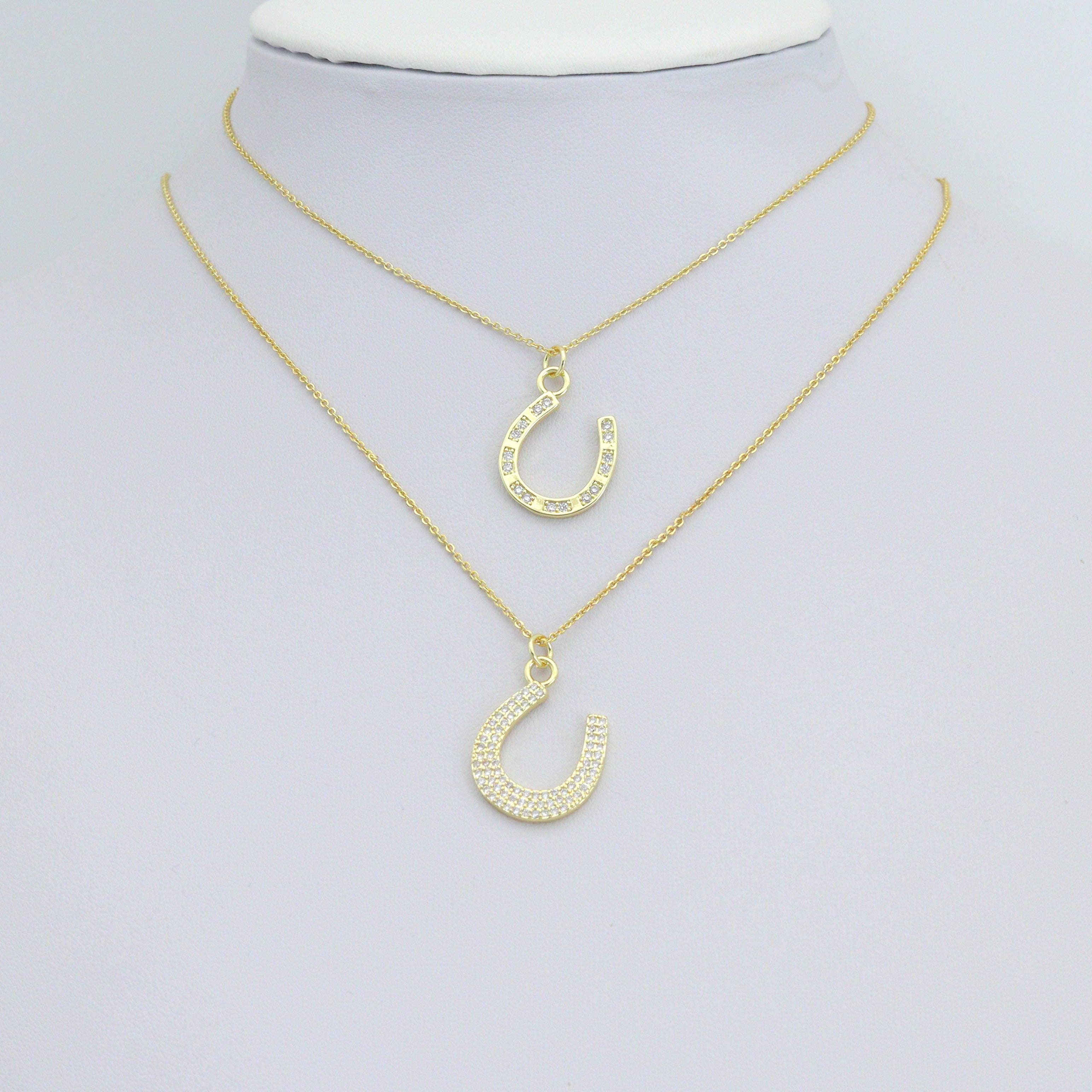 Clear CZ Gold Horseshoe Heart Butterfly Charm Pendant,Sku#LK1253