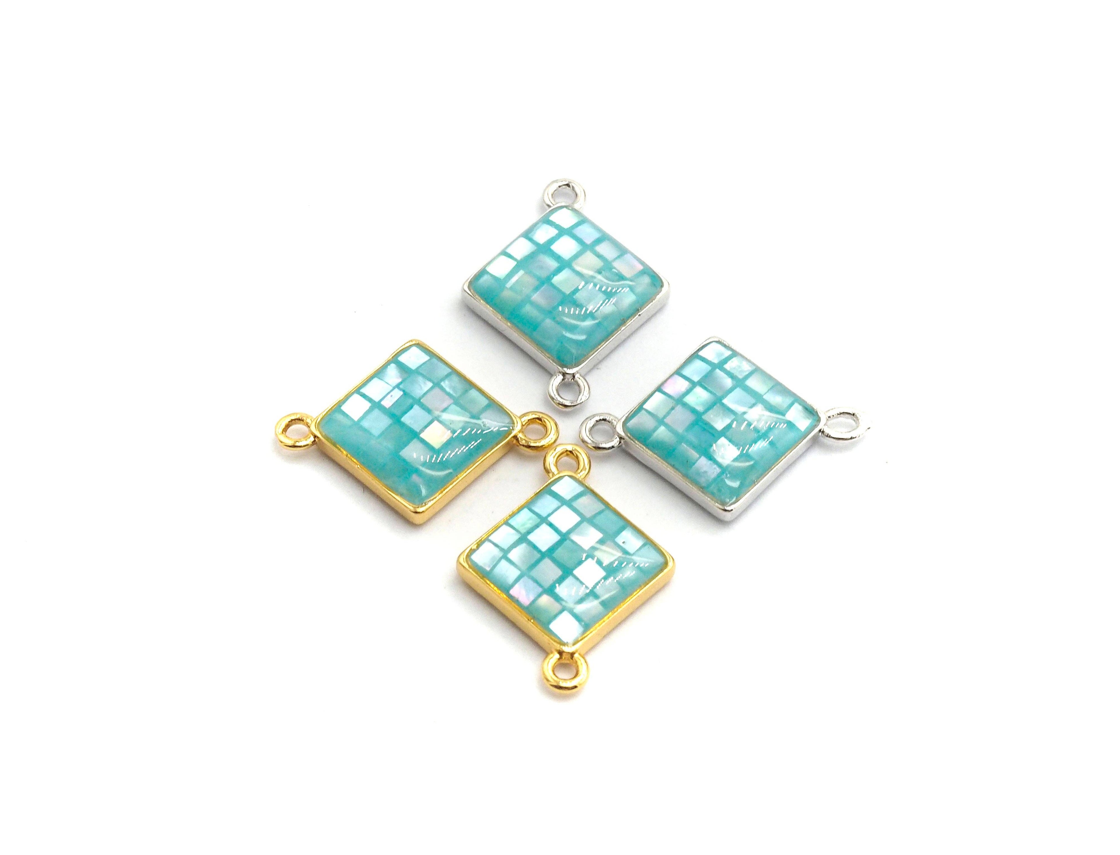Natural Blue Shell Rhombus Shape Charm,18x14mm, Sku#Z286
