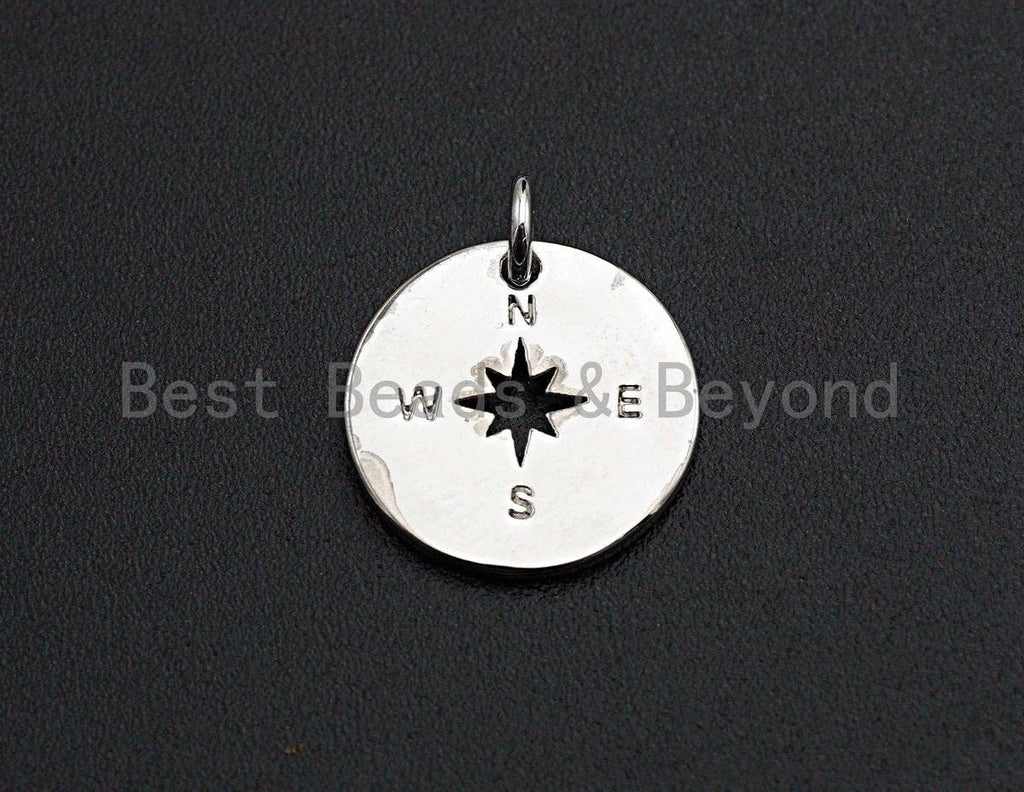 Hollow Out North Star on Disc Pendant/Charm,Flat Sheet Copper  CZ Pendant, Silver/Gold/Black Tone,15x15mm,Sku#Z460