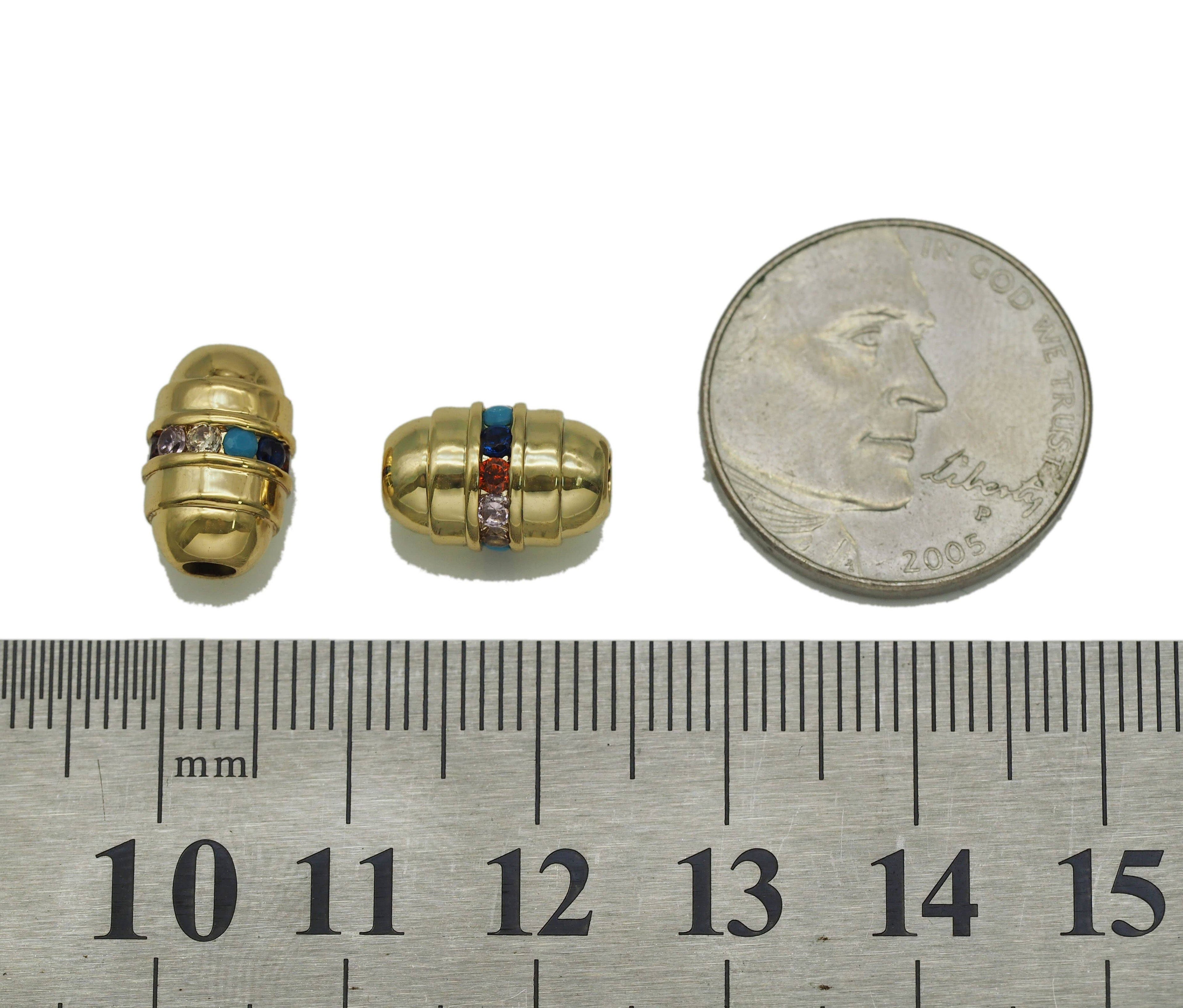 Colorful CZ Oval Tube Spacer Beads, Sku#Y688