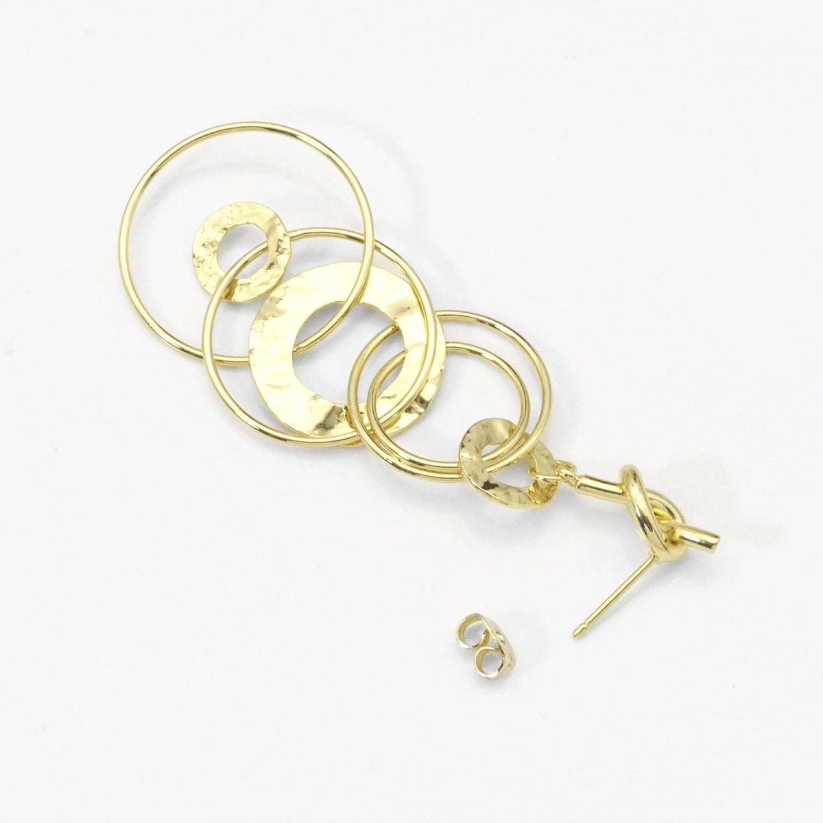 Gold Filled Long Circles Link Knot Dangle Earrings, Sku#Y782