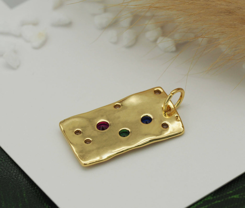 Colorful CZ Rectangle Charm, Sku#Y664