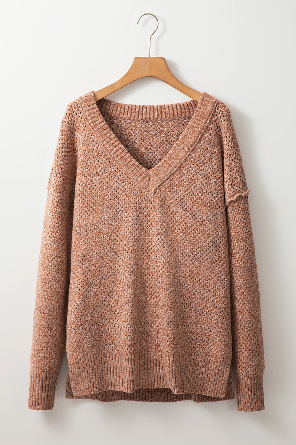 Luciana Eyelet Drop Shoulder Sweater-Threaded Pear