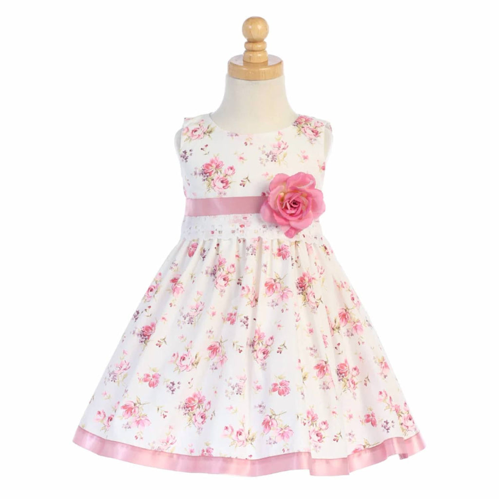 Girl's Cotton Floral Print Easter Dress