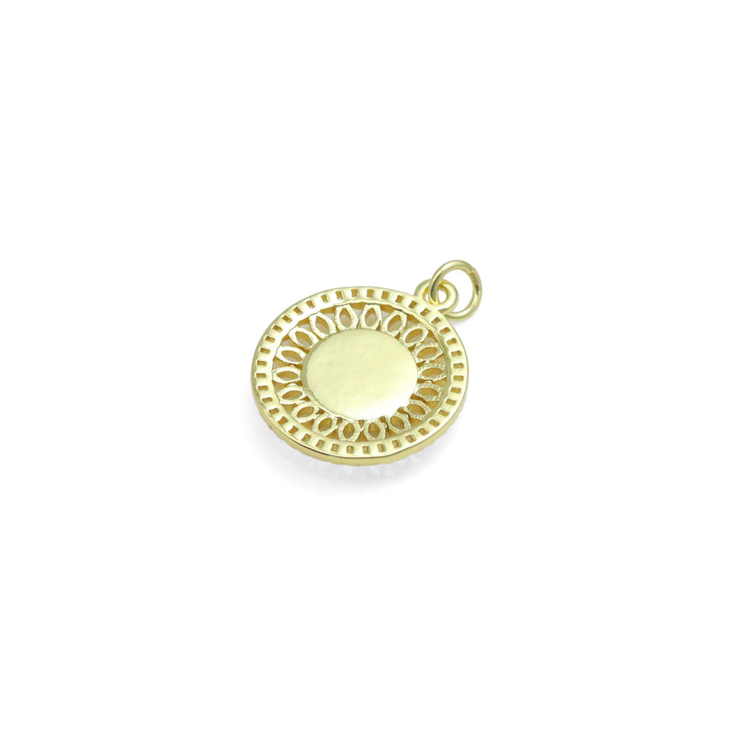 White Opal Filigree Flower Charm Pendant, Sku#LX796
