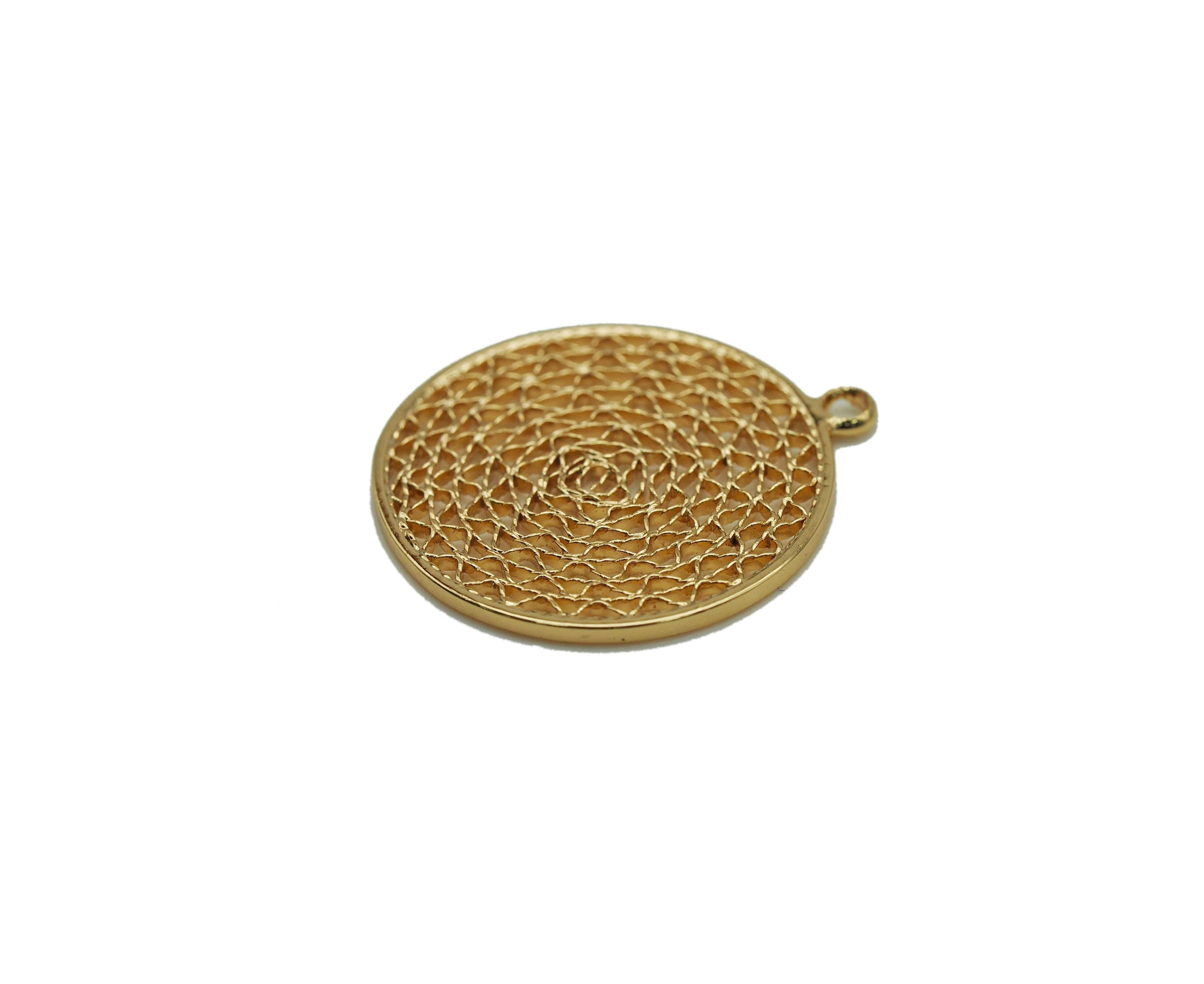 Gold Filigree Round Charm, Sku#ZX82