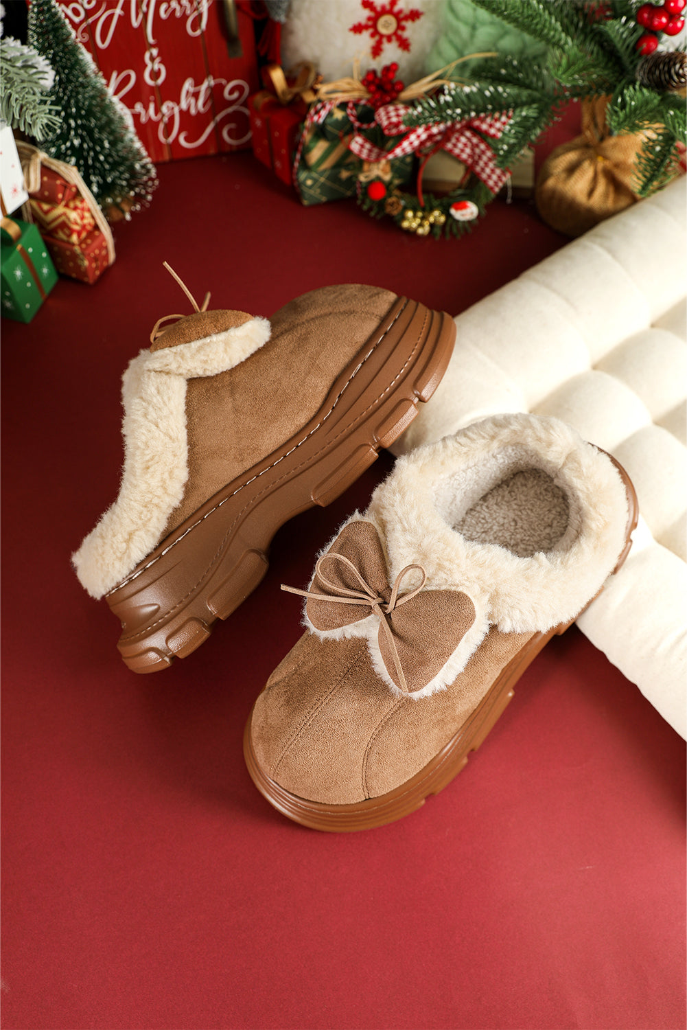Brynlee Bow Decor Clog Slippers-Threaded Pear