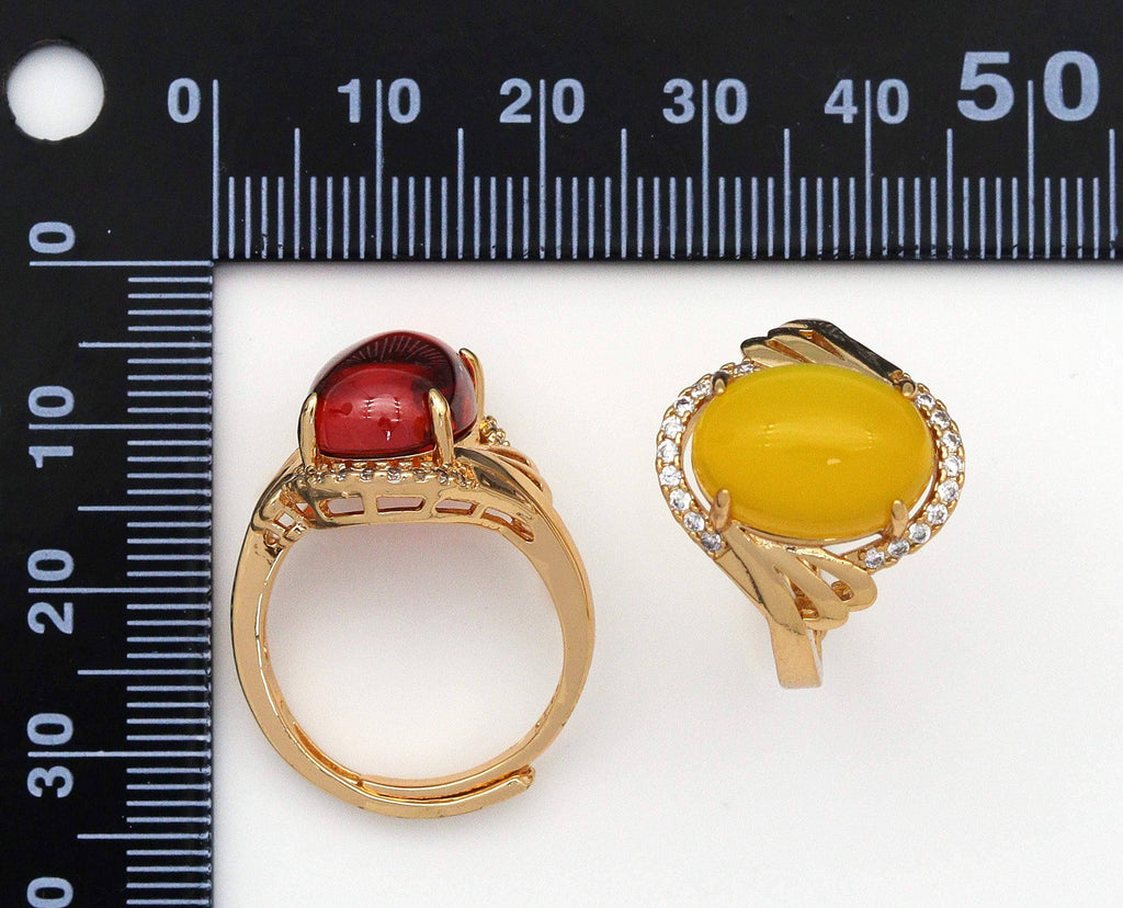CZ Colorful Oval Jade Adjustable Ring, Sku#LX54