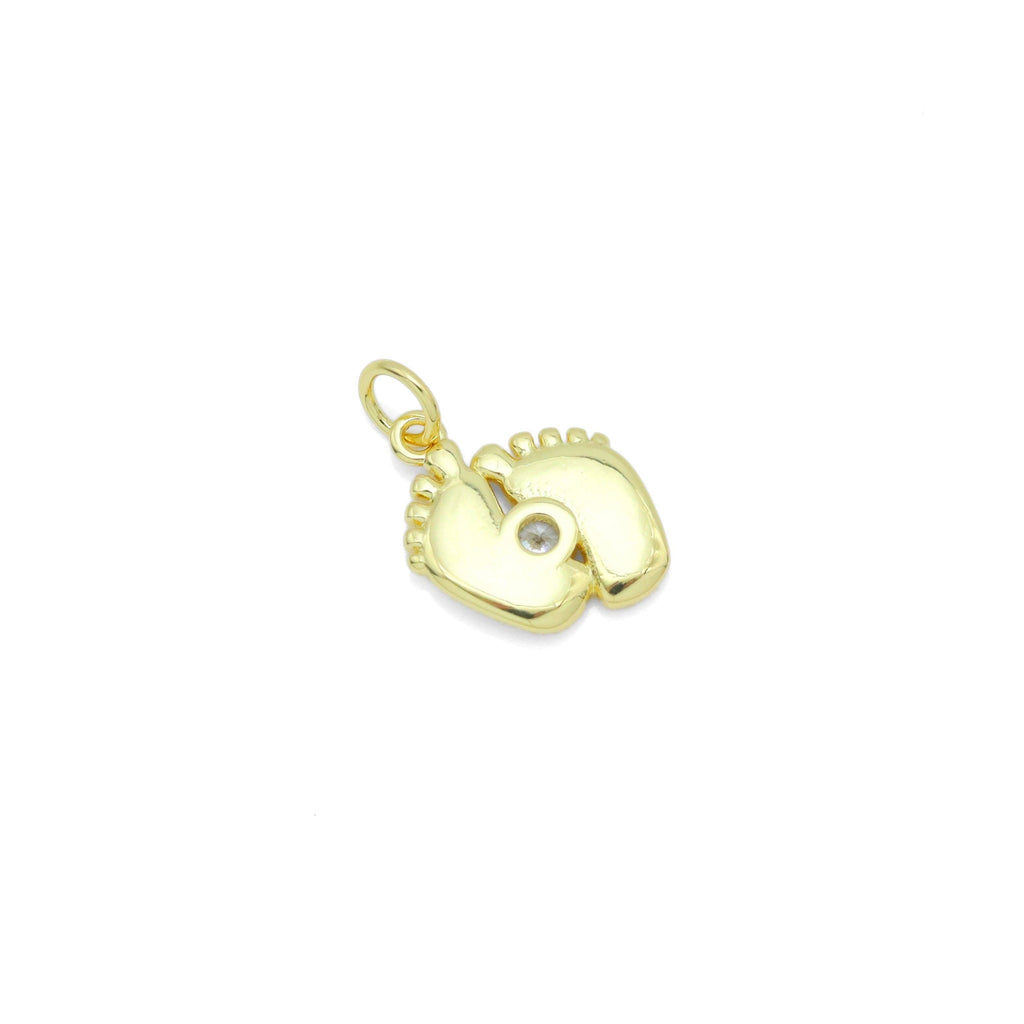 Little Baby Feet with turquoise Clear CZ Charm Pendant, Sku#LX577