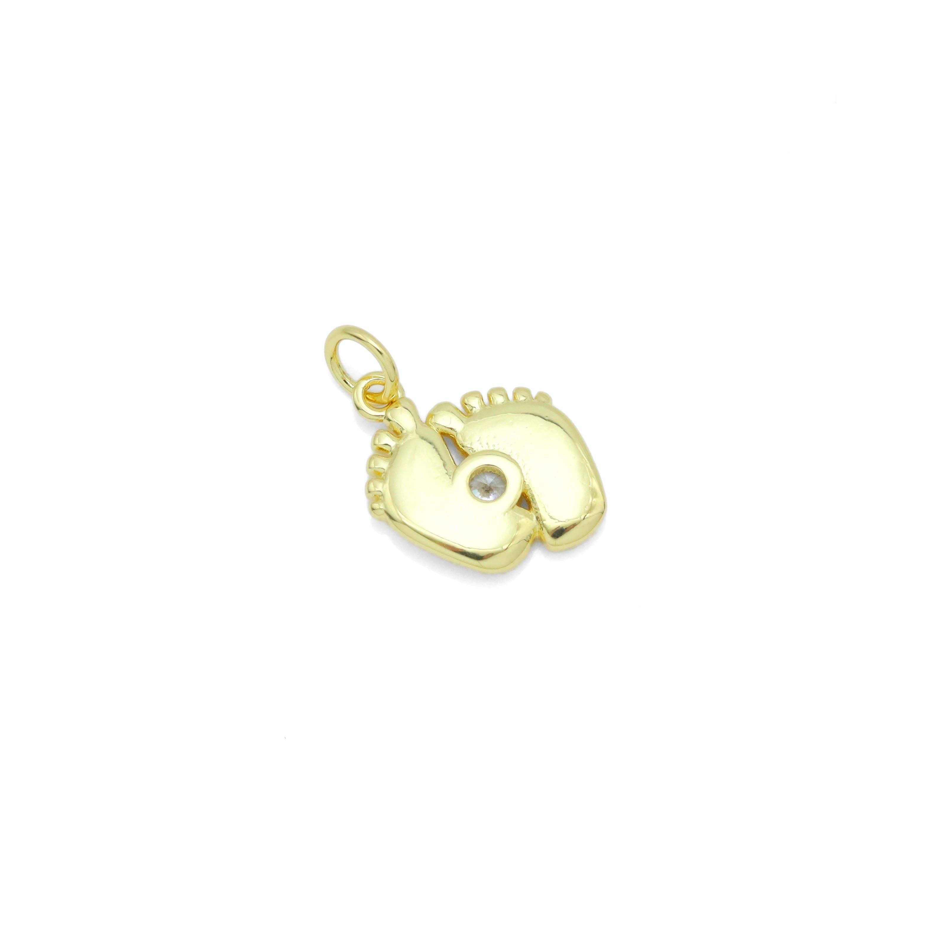 Little Baby Feet with turquoise Clear CZ Charm Pendant, Sku#LX577