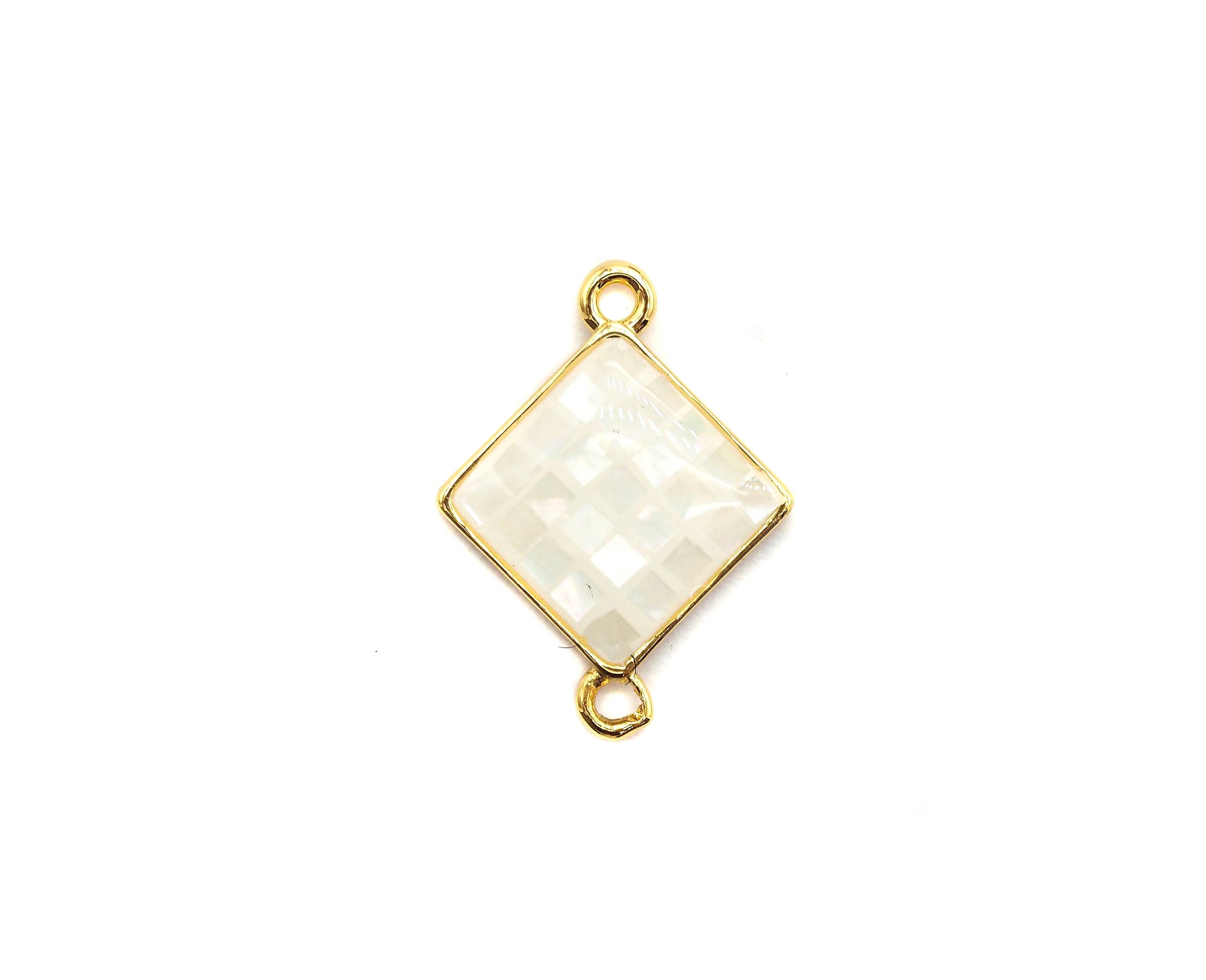 Natural White Shell Rhombus Shape Charm, 18x14mm, Sku#Z285