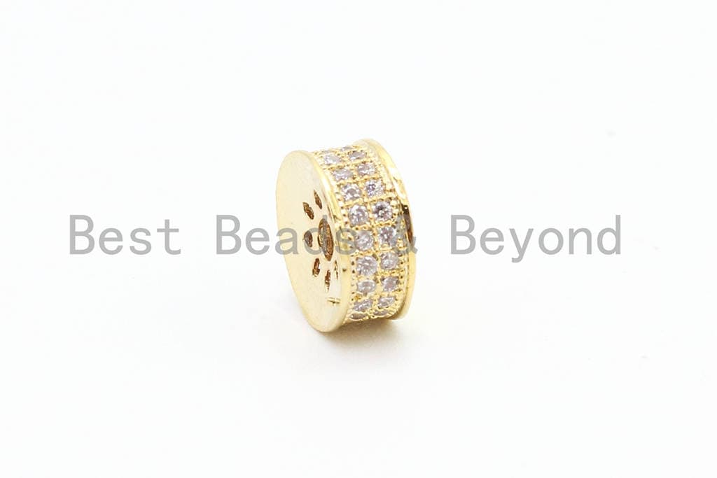 CZ  Micro Pave Spacer Beads, Pave wheel spacer beads, Pave findings, Spacer beads, 4x8mm, SKU#G44