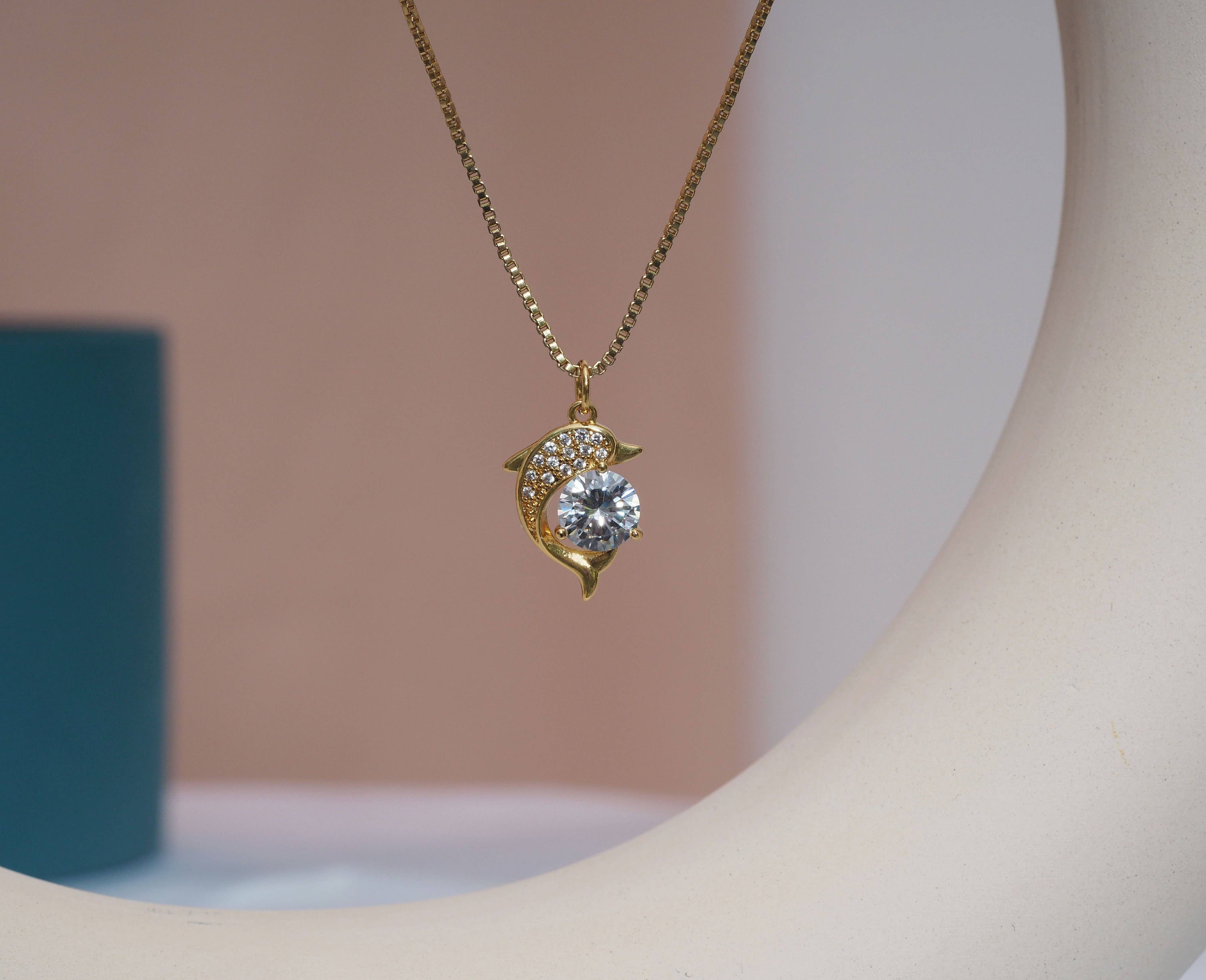 Big Round CZ Dolphin Charm, Sku#Y680