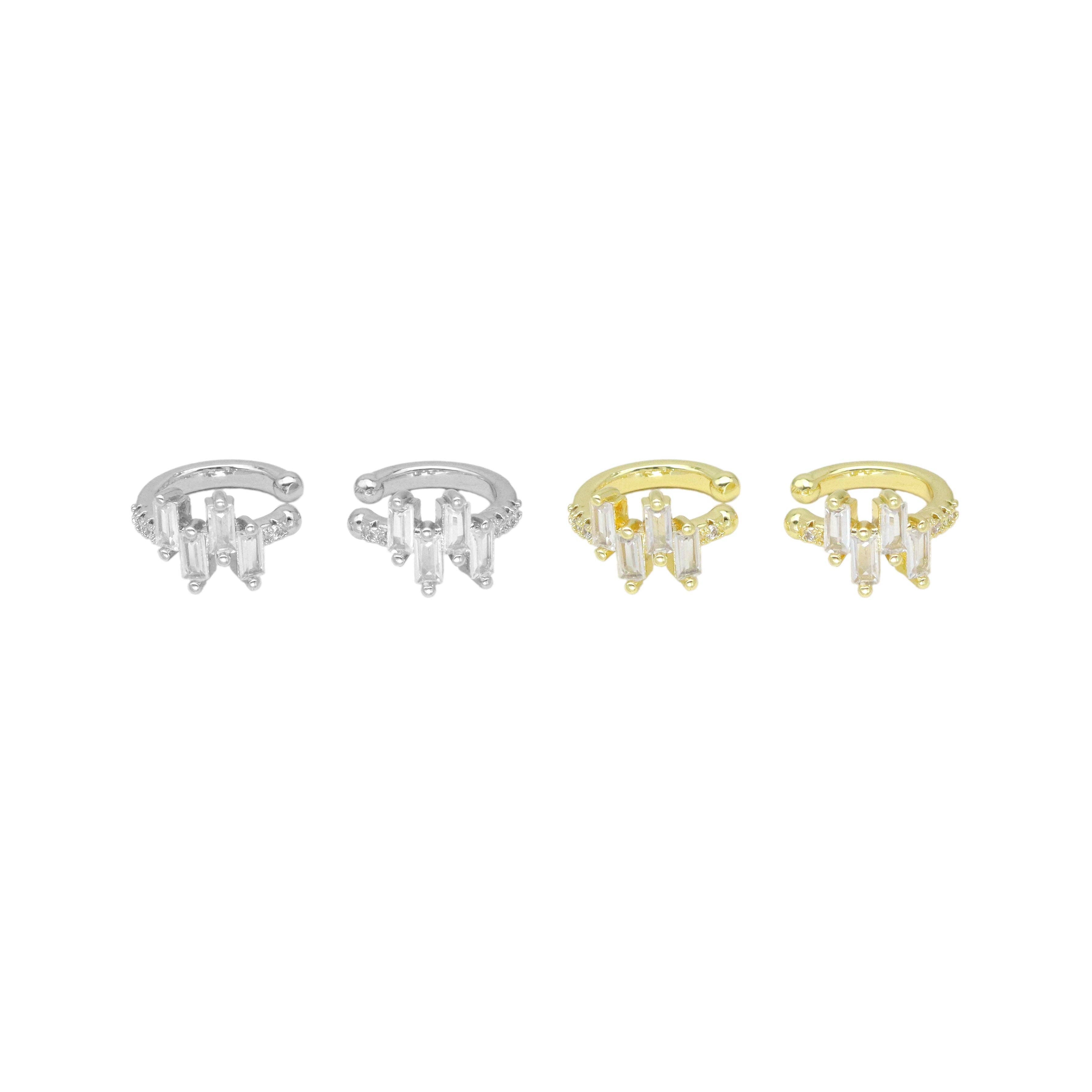 Baguette CZ zig zag line ear cuff, Sku#LX720