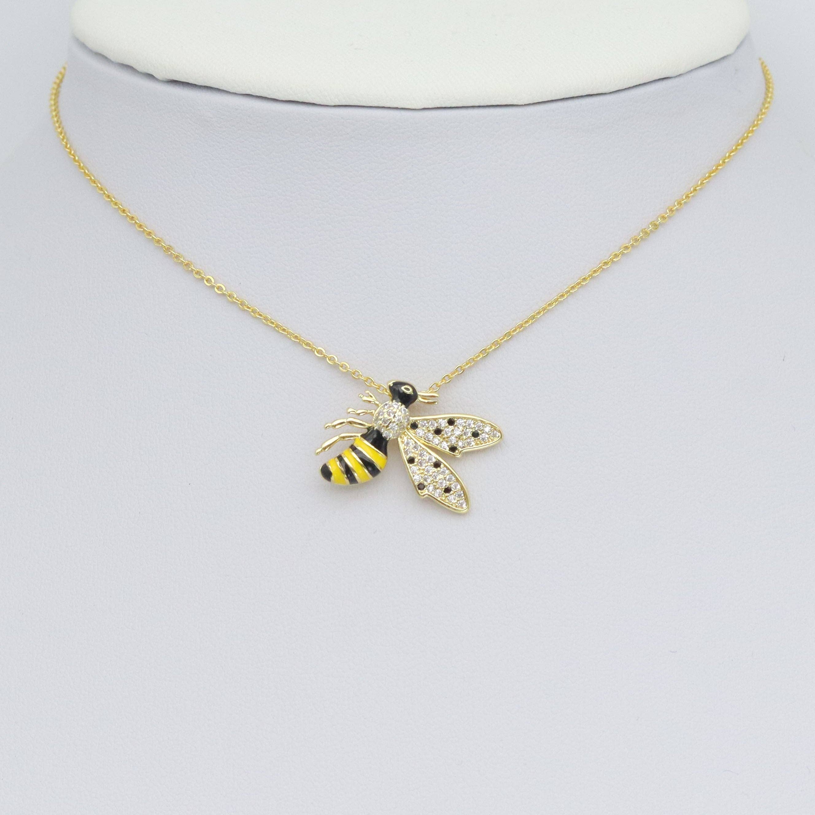 Yellow Bumble Bee Charm Pendant, Sku#LX744