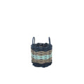 Five Stripe Rope Storage Basket Navy, Tan and Seafoam