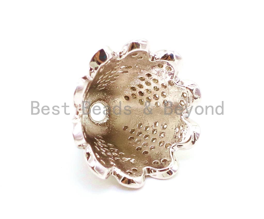 CZ Micro Pave Large Beads Cap, Metal Beads Cap,Tassel Cap, 18x12mm,sku#G88