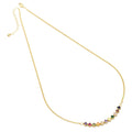 Colorful Cross Diamond CZ Link Gold Adjustable Necklace, Sku#Y826