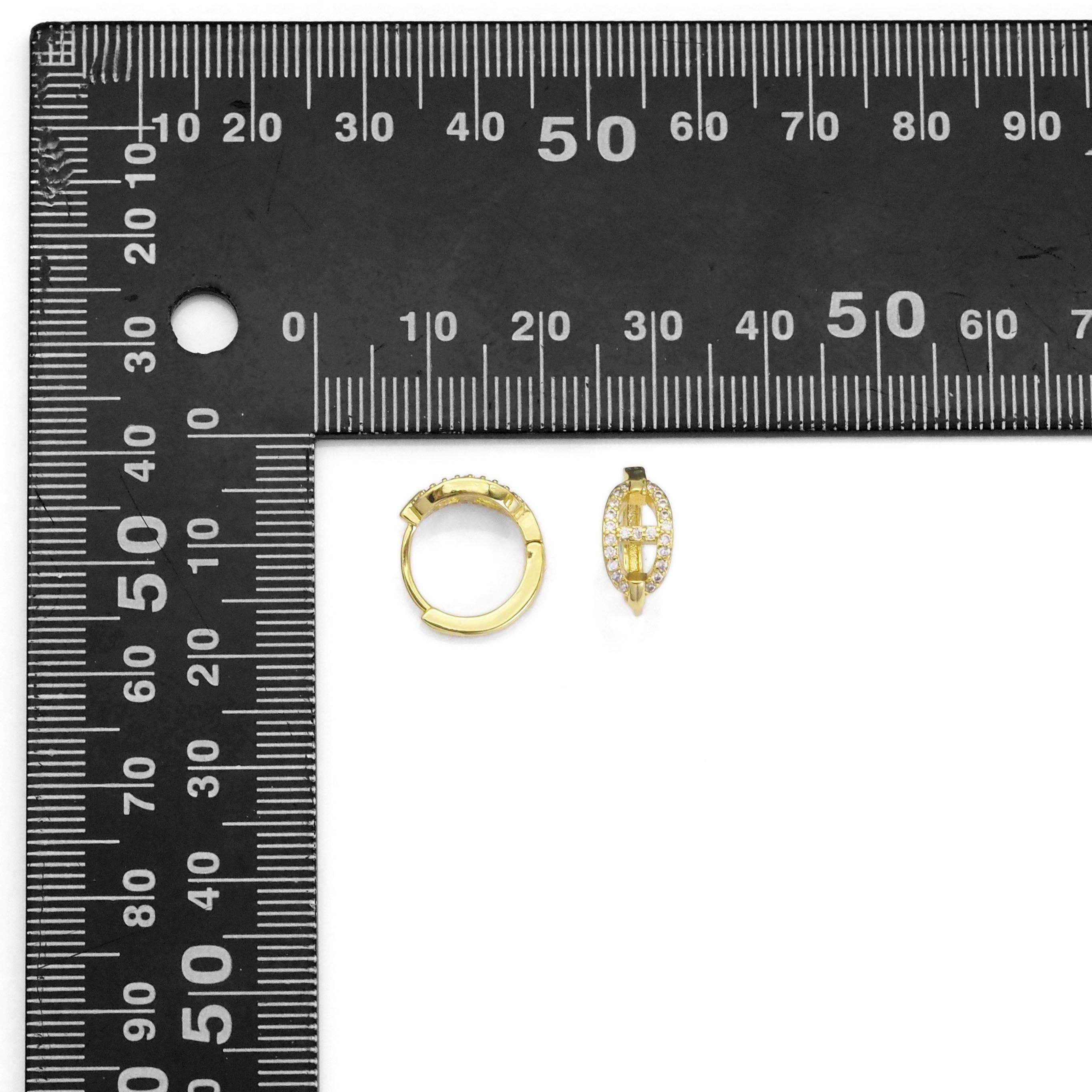 Cute CZ Oval Link Huggie Earrings, Sku#Y795