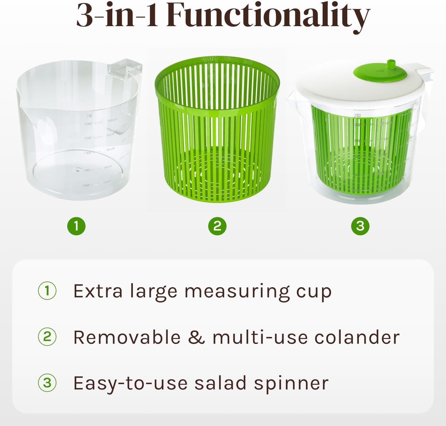 Single Serve Salad Spinner & Measuring Cup Bowl