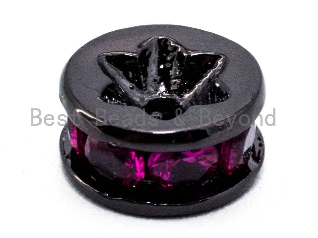 8mm CZ Micro Pave Tube Beads Hollowed Out Flower for Bracelet/Necklace, Cubic Zirconia Beads, Bracelet Spacer Beads, sku#G295
