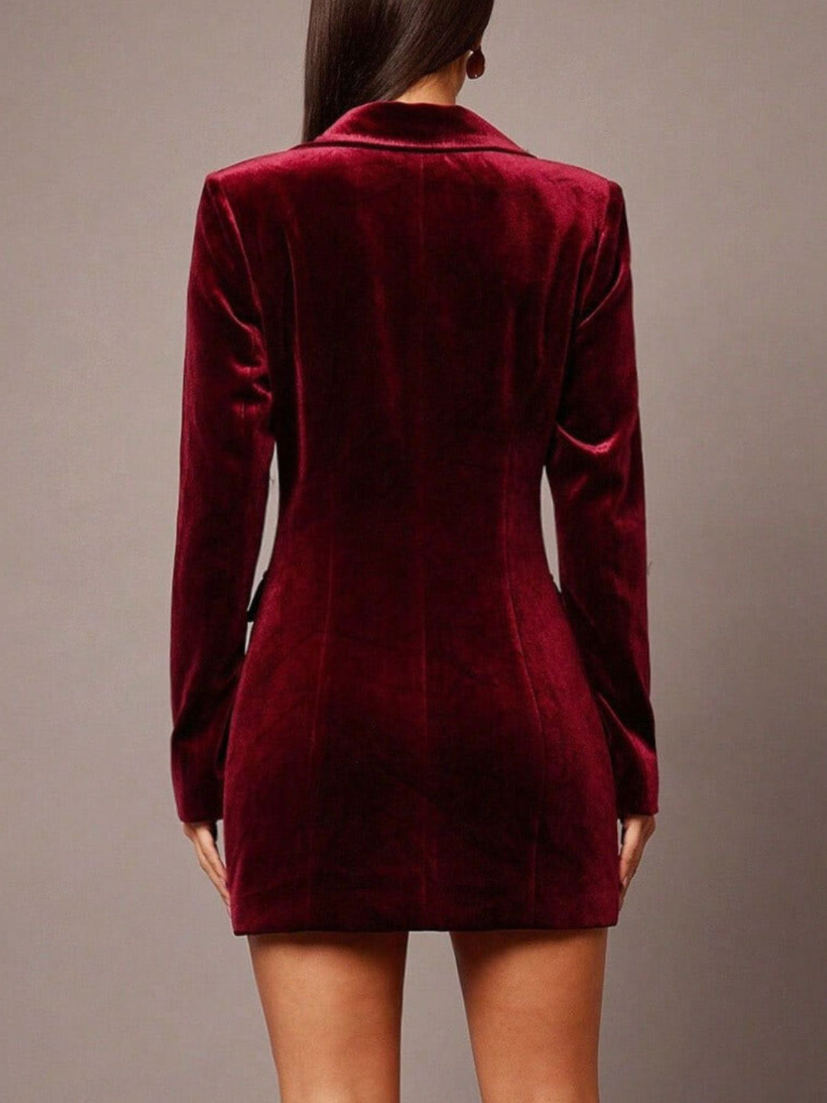 Velvet Double-Breasted Blazer Dress