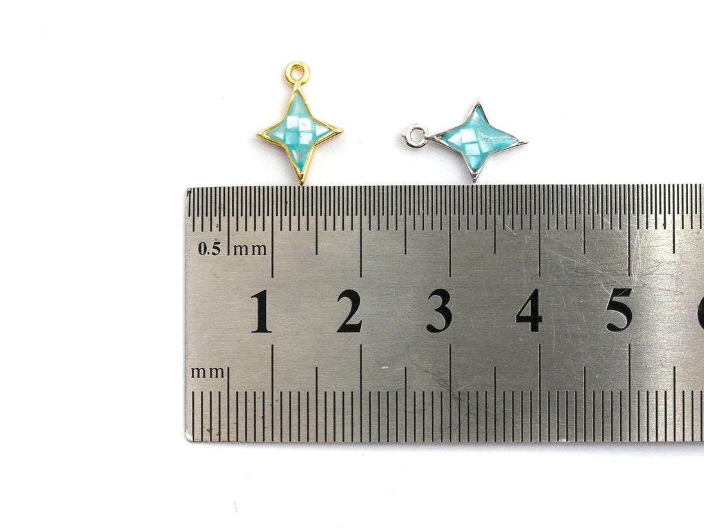 Natural Blue Shell North Star Shape Charm, 14x10mm, Sku#Z344