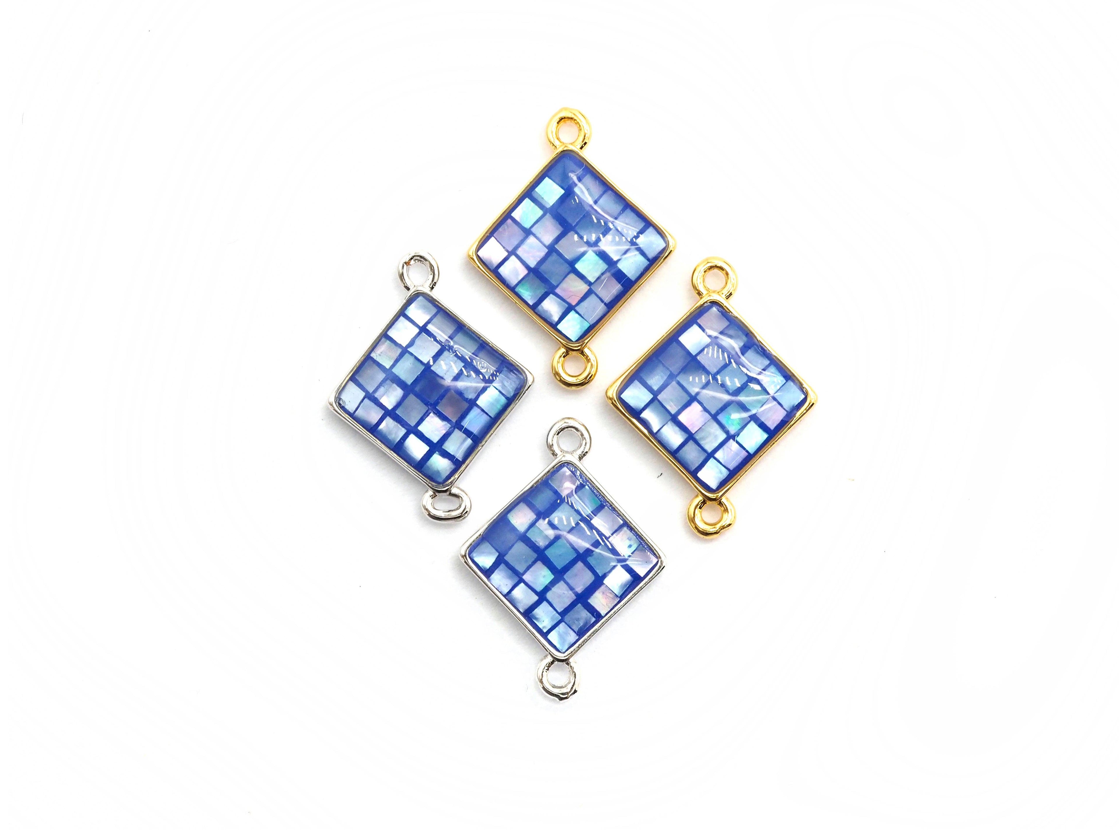 Natural Cobalt Shell Rhombus Shape Charm, 18x14mm, Sku#Z284