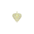 Clear CZ Gold Heart Leaf Shape Charm Pendant, Sku#LX745