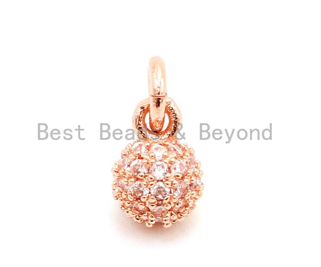 CZ Micro Pave Ball Dangle Charm for Bracelet/Necklace, Pendant Cubic Zirconia Ball Charm, Extension Chain Dangle, 6mm, sku#G95