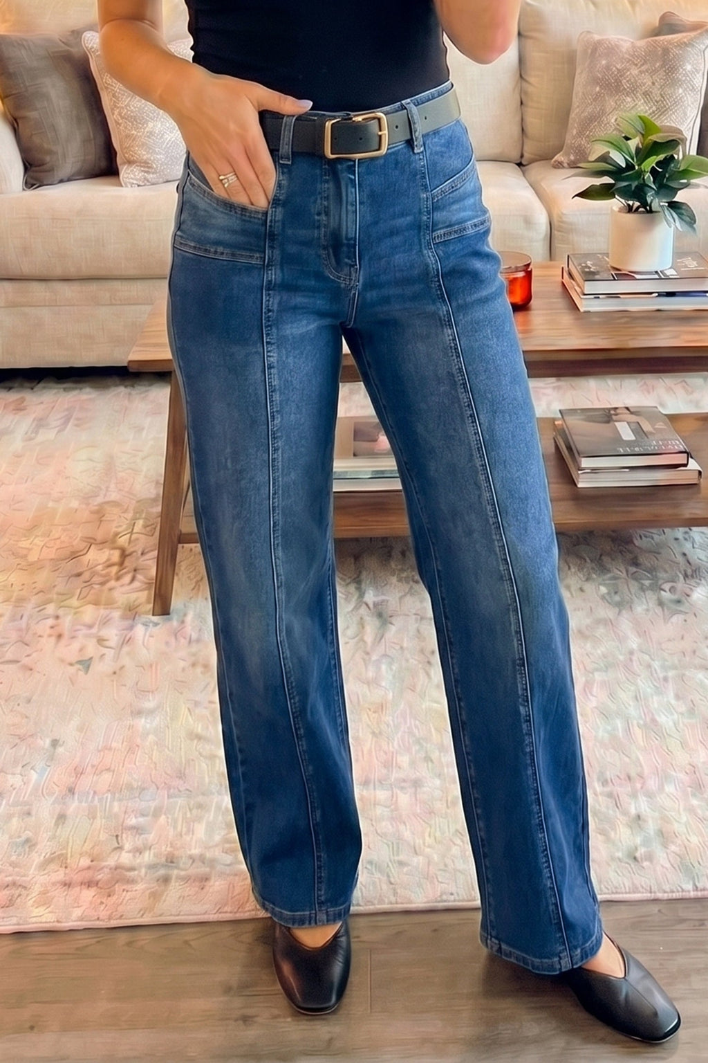 Yusra Seam Detail Shift Jeans