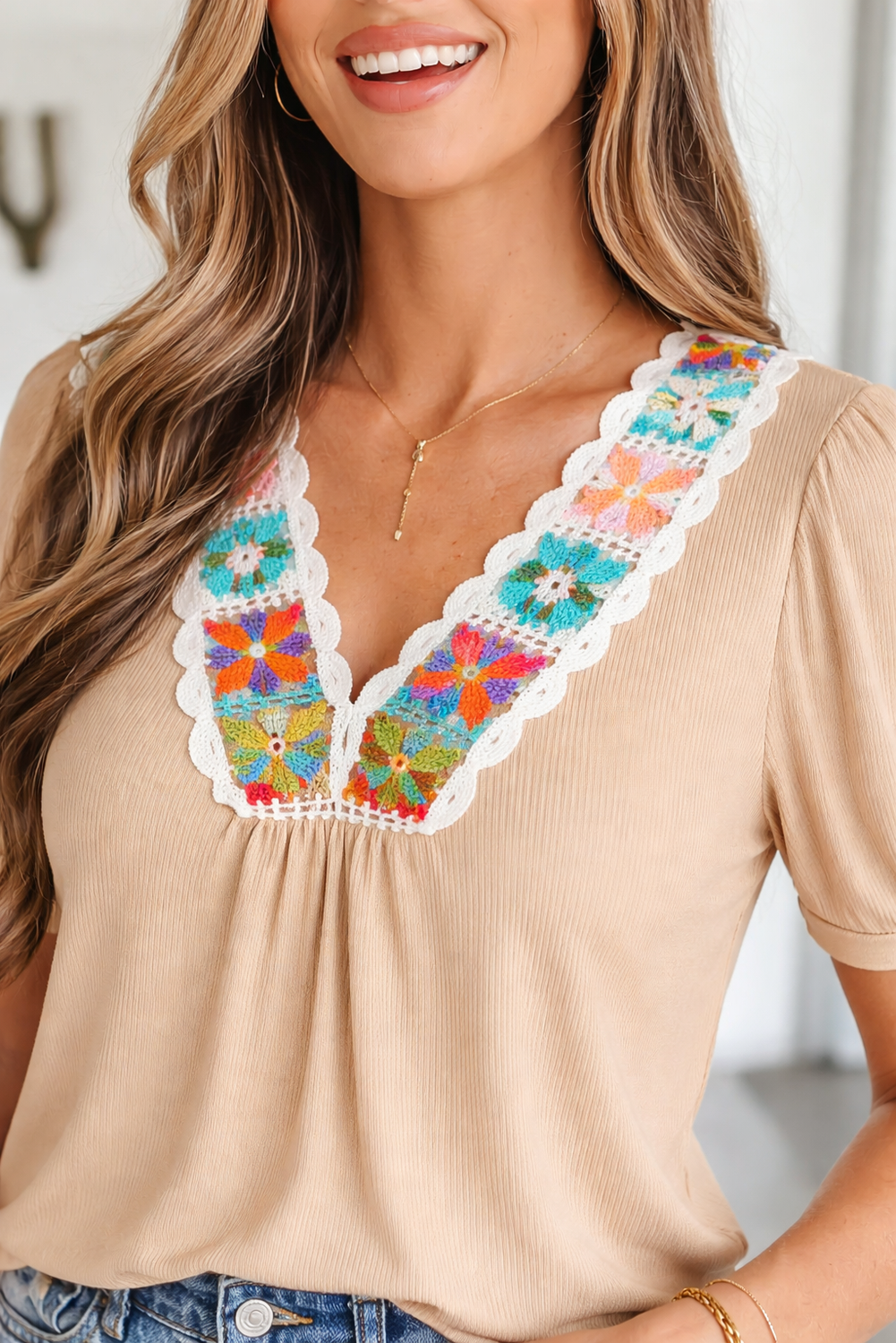 Marianna Textured Short Sleeve Blouse