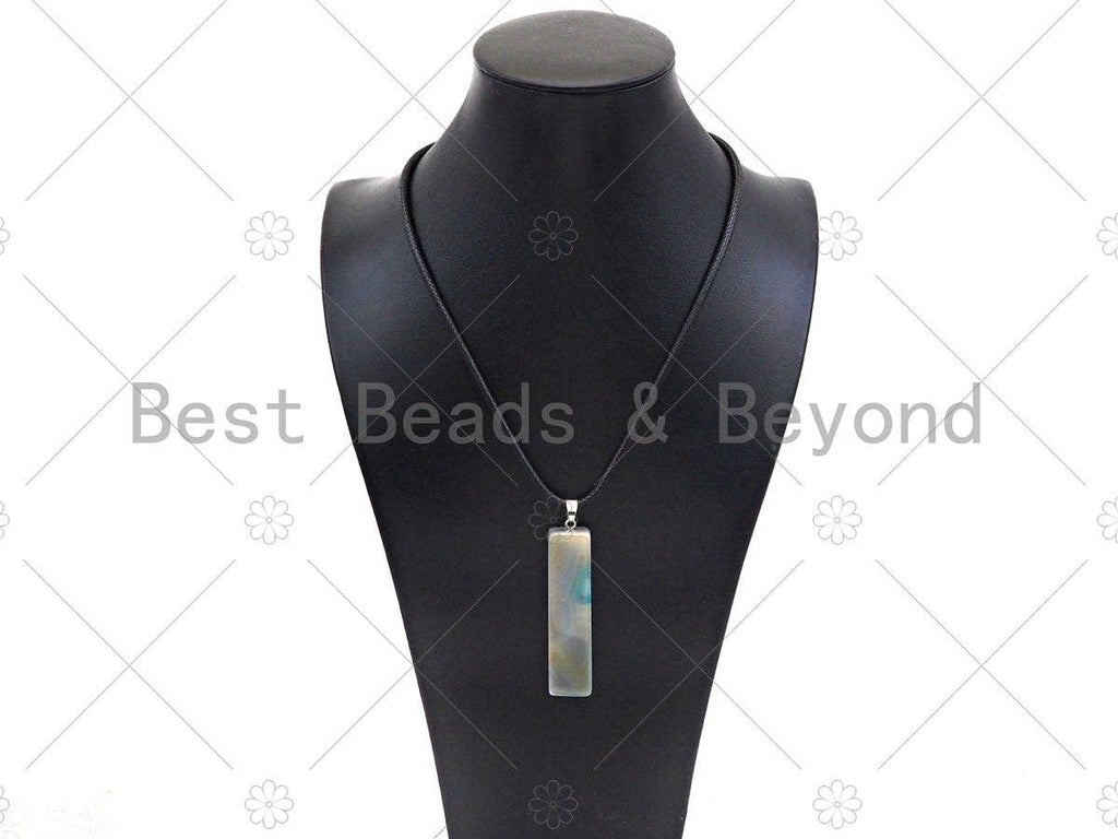 High Quality Natural Druzy Agate Cubic Column Shape Pendant, Necklace Agate Pendant,15x60mm,Sku#YK24
