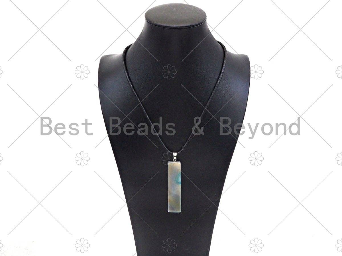 High Quality Natural Druzy Agate Cubic Column Shape Pendant, Necklace Agate Pendant,15x60mm,Sku#YK24